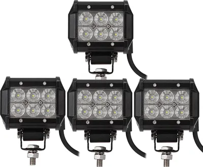 Produktbild von Greenmigo 4pcs 18W LED Scheinwerfer Flutlicht Rückfahrscheinwerfer IP67 Wasserdicht Zusatzscheinwerfer Arbeitsscheinwerfer 12V 24V