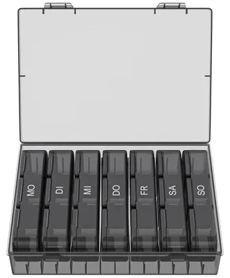 Produktbild von WELLGRO Tablettenbox für 7 Tage - Pillendose je 3 Fächer pro Tag - Klappdeckel mit Druckverschluss - Aufbewahrungsbox - BPA-freier Kunststoff
