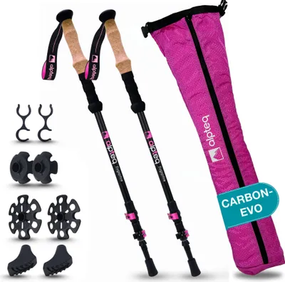 Produktbild von Alpteq® Zugspitze - Teleskop Wanderstöcke aus Carbon-Zicral | Pink