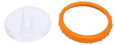 Image de Accessoire de remplacement pour pompe de filtration à sable pour piscine, comprenant un boîtier orange et une couvercle transparent en plastique (références : P07018 et P07019)
