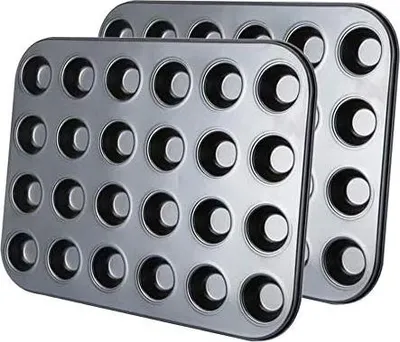 Produktbild von Tebery 2 Stück 24 Mini Muffin Backblech Antihaft Wärmeleitung 38,5 x 26 cm
