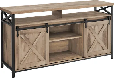 Produktbild von VASAGLE TV-Schrank, Lowboard für Fernseher bis zu 65 Zoll, mit verstellbaren Ablagen, rustikale Tür, Landhausstil, Metallgestell