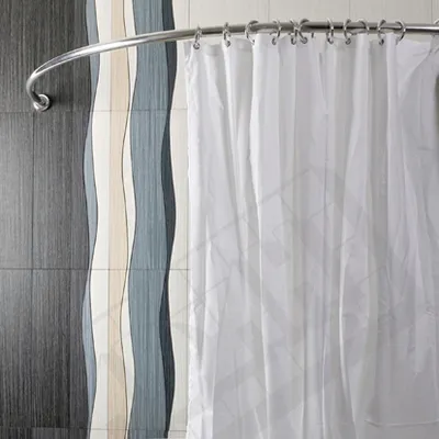 Produktbild von ALU EINTEILIG Duschvorhangstange Bogenstange 120x 120 Chrom/Silber verchromt Oval Stange Eckduschstange ovalstange
