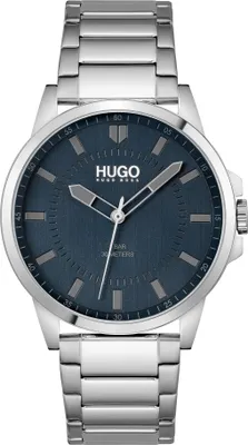 A close-up studio shot of a men's wristwatch.