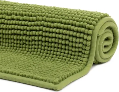 Produktbild von GÖZZE Chenille Badteppich superweicher saugfähiger rutschfester Mikrofaser-Badvorleger Apfelgrün 60 x 100 cm