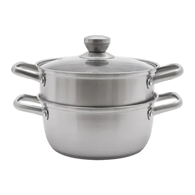 Image de pot à vapeur à 2 niveaux Acier inoxydable