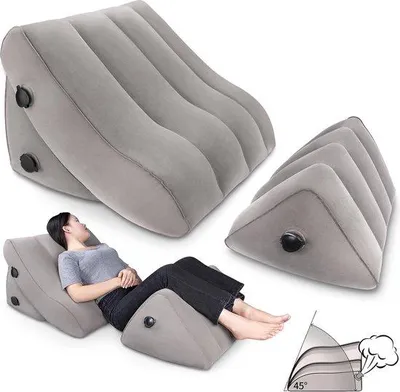Zdjęcie produktu dla Unyqoos® Nadmuchiwana poduszka pod plecy i nogi – regulowana poduszka klinowa / poduszka do spania, ergonomiczne oparcie antyrefluksowe, które łagodzi bóle nóg i pleców