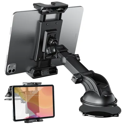 Immagine prodotto di Supporto per tablet da auto, adatto per cruscotto o parabrezza, per schermi da 5-13 pollici, con rotazione a 360°, ventosa potente e braccio retrattile