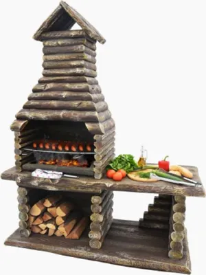Produktbild von Casa Padrino Luxus Gartengrill Braun 162 x 70 x H. 205 cm - Beton Grillkamin in Holzoptik - Luxus Garten Accessoires