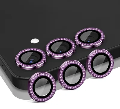Produktbild von Kamera Linsenschutz Glas Set mit Schmucksteinen für Samsung Galaxy S25 Schutzglas Camera Linse Schutz Panzerfolie 9H Dunkles Violett