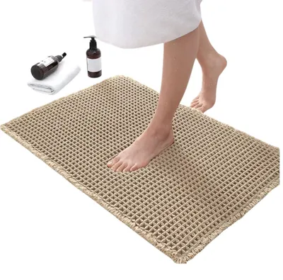 Image de Omgoods - Tapis de bain de style bohème, antidérapant et lavable, dimensions 43-46 cm x 60-77 cm