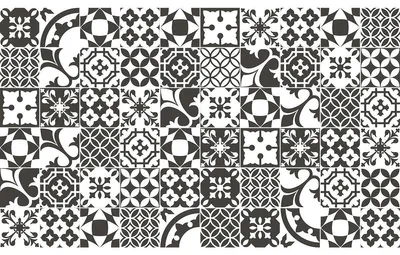 Image de Autocollants pour carrelage pour la cuisine et la salle de bains – 60 autocollants imitation carrelage ciment (Azulejos Giuncheto) – 60 autocollants, 20 x 20 cm