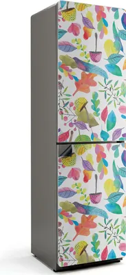 Produktbild von Bunte Blätter und Blüten – Magnetische Kühlschrank Abdeckung – Dekorfolie magnetisch Küche – Kühlschrank Magnet Deko – selbstklebende Magnettafel – Magnetfolie für Kühlschranktür – 60x205 cm