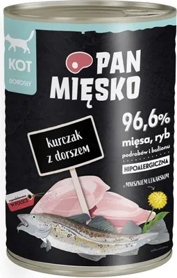 Obrázek produktu pro PAN MIĘSKO Kuřecí maso s treskou - vlhká kočka krmivo - 400 g