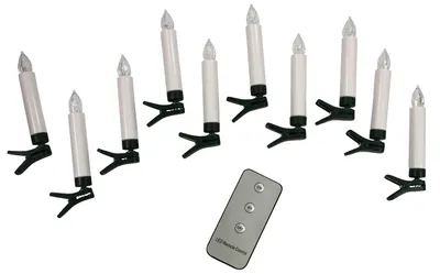 Produktbild von PBS 48461 Christbaumkerze LED - inkl Batterien und Fernbedienung, 10 Stück, weiß