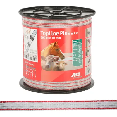 Produktbild von Weidezaunband TopLine Plus TriCOND weiß/rot 10 mm, 0,467 Ohm/m, 500 m