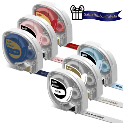 6x Satijnband 12mm x 2m, Geschenkband für Labeldrucker