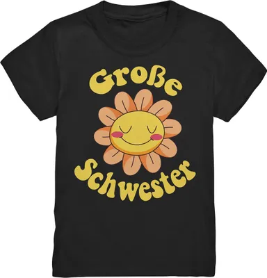 Produktbild von Große Schwester T-Shirt Blume Große Schwester Geschenk – Black / 134/146 (9-11)