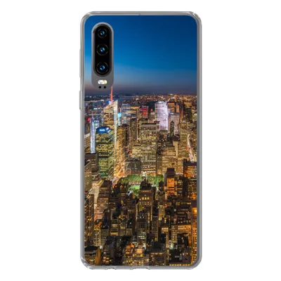 Produktbild von MuchoWow® Handyhülle Schutzhülle Hülle für Huawei P30 New York - Farben - Nacht Silikon Softcase Handy Hülle - Kartenbesitzer