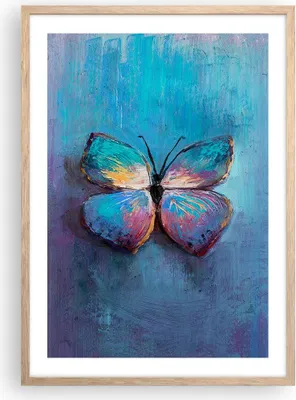 Produktbild von Gerahmtes Poster - Rahmen in heller Eiche - Handschriftlich Schmetterling Blau - 50x70 cm - Wand Bild - Wanddeko - Wandbilder - Kunstposter - Wandposter - Bilderrahmen - Bilder - P2NPA50x70-4470