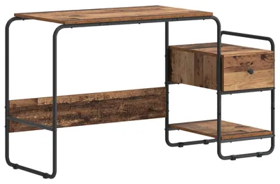 Image de Bureau vidaXL avec espace de rangement, en bois de chêne, dimensions : 131,5 x 50 x 75,5 cm