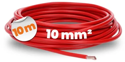 H07V-K 10 mm² Rot, 10 m, flexible PVC-Verdrahtungsleitung