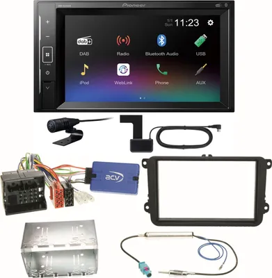 Produktbild von Pioneer DMH-A240DAB DAB+ Bluetooth Einbauset für Golf 5 6 Passat 3C B7 Touran