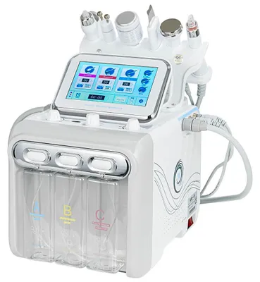 Produktbild von Hydro Dermabrasion Gesichtsgerät - 6-in-1 Wasserstoff-Sauerstoff - Aqua Peeling - Mitesserentferner - RF Hautreiniger - Heiß & Kalt Massager - Acrylgehäuse