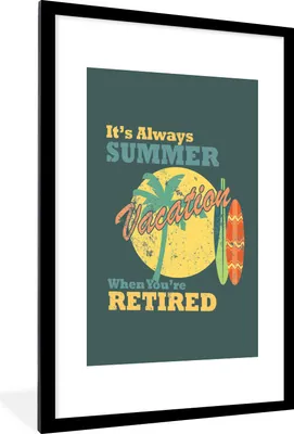 Produktbild von MuchoWow® MuchoWow® Gerahmtes Poster Vintage - Sommer - Surfen 60x90 cm - Poster mit zchwarzem Bilderrahmen - Dekoration - Wandposter Wohnzimmer - Hochwertig