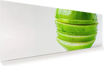 Produktbild von Glasbild 125x50cm in XXL für Wohnzimmer, Schlafzimmer Motiv Geschnittener Apfel