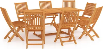 Produktbild von vidaXL 9-tlg. Garten-Essgruppe Massivholz Teak
