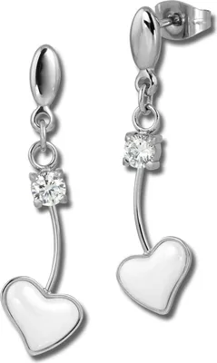 Produktbild von Amello Edelstahl Keramik silberfarben weiß glänzend Damen Ohrschmuck ESOX40W