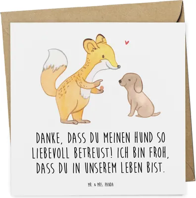 Produktbild von Mr. & Mrs. Panda anlasskarte Danke Hundesitter - Weiß - Geschenk, Bedanken, Glückwunschkarte, sagen, Geschenkidee, doppelkarte, Emotional, Geschenkideen, Hundebetreuung