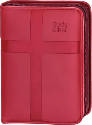 Obrázok produktu pre BasisBibel. Kompaktná verzia. Obal z umelej kože so zipsom. červený