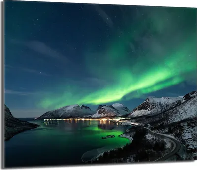 Obrázek produktu pro Krycí deska sporáku 60x52 keramický kryt varné desky splashback skleněná deska deco prkénko na krájení, polární záře hory