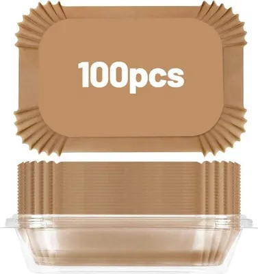 Produktbild von Luftfritteusen Backpapier 22x14cm, 100 Stück, Antihaft, Hitzebeständig bis 250°C, Einweg Backpapier, Ölresistent, Lebensmittelgeeignet