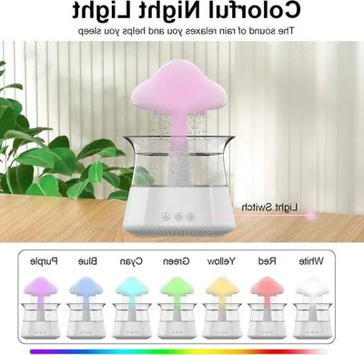 Produktbild von Regenwolk luchtbevochtiger für Schlafzimmer und Kinderzimmer - Pilz-Shaped Öl-Diffusor - 7 Farben - Nachttischlampe - Fernbedienung luchtbevochtiger
