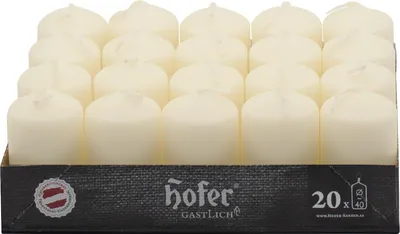 Image de HOFER Bougies en terre cuite 20 pièces - 4x7 cm - Longue durée de combustion : 11 heures - Ivoire - Sans gouttes, Non parfumé