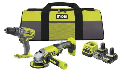 Obrázek produktu pro RYOBI 18 V ONE+ Sada 6 kusů, akumulátorová sada RCK182O-242SZL, včetně akumulátorového šroubováku/vrtačky a příslušenství