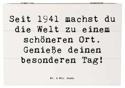 Produktbild von Mr. & Mrs. Panda Geschenkbox Spruch 1941 Geburtstag 22 x 15 cm - Weiß - Geschenk, Geburtstagsgeschenk, Alter, aufbewahrungskiste mit deckel, Happy Birthday, Ehrentag