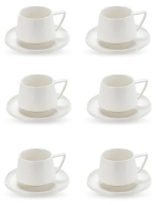 Espressoset 12-tlg., 6 Tassen 100 ml, Porzellan, weiß, spülmaschinenfest