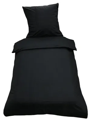 Produktbild von 2 teilige Uni Bettwäsche 135 x 200 cm schwarz Einfarbig Renforce Baumwolle