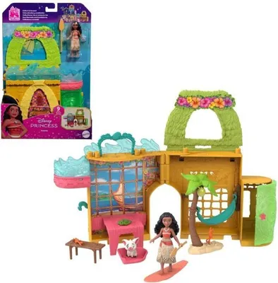Obrázok produktu pre Domček pre bábiky Disney Vaiana Histoires à Empiler, s bábikou Vaiana, Hei Hei, Pua a 10 doplnkami, 3-10 rokov