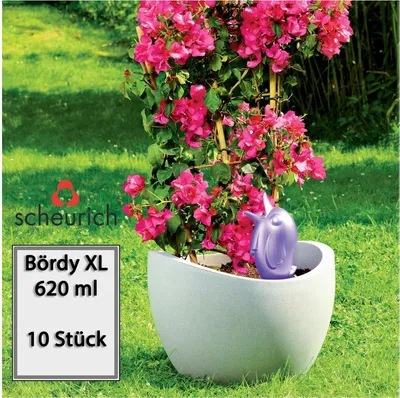 Produktbild von Scheurich Wasserspeicher Bördy XL | 10x Lila | 620ml Füllmenge | Bewässerungskugel klein mit Ton Fuß | Wasserspender Pflanzen und Blumen Terrakotta Stiel