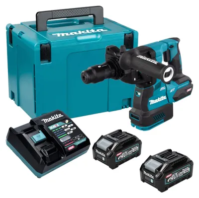 Zdjęcie produktu dla Makita HR 002 GM201 akumulatorowa wiertarko-młotkarka 40 V max. 2,9 J SDS plus Brushless + 2x akumulator 4,0 Ah + ładowarka + Makpac