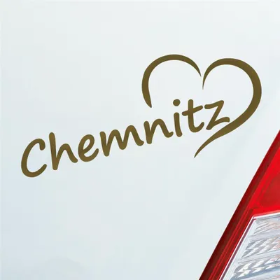 Produktbild von Auto Aufkleber Chemnitz Herz Stadt City Heart Love Liebe 19,5x8 cm Gold Sticker Heckscheibenaufkleber