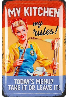 Produktbild von LANOLU Retro Blechschild My Kitchen, Bild Küche, Schilder mit Sprüchen, Retro Deko, Küchenbilder, Weindeko, Vintage Metallschild 20x30cm