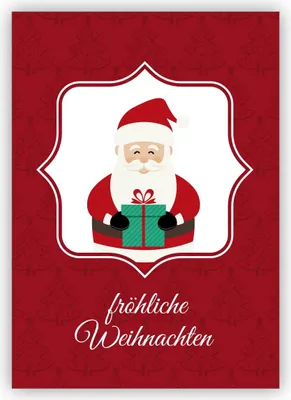 Produktbild von Nette rote Weihnachtskarte mit süßem Weihnachtsmann: Frohe Weihnachten