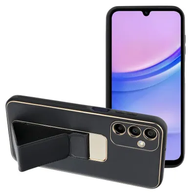 Imagen del producto de Funda de cuero con soporte abatible para SAMSUNG Galaxy A15 5G / A15 4G, color negro