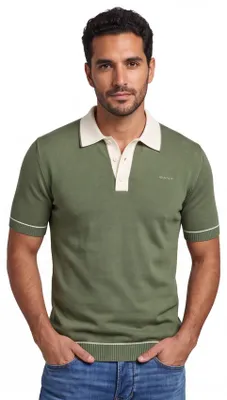 Produktbild von Grünes Poloshirt Gant mit weißem Kragen, Modal